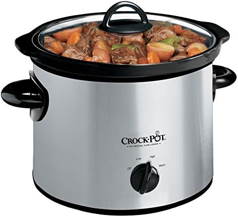 Round manual 3 quart silver slow cooker