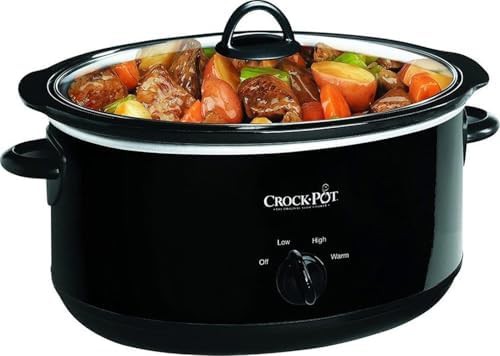 Black manual eight quart stoneware slow cooker