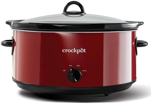 Red manual eight quart stoneware slow cooker