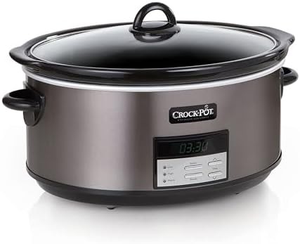 Black stainless 8 quart programmable slow cooker