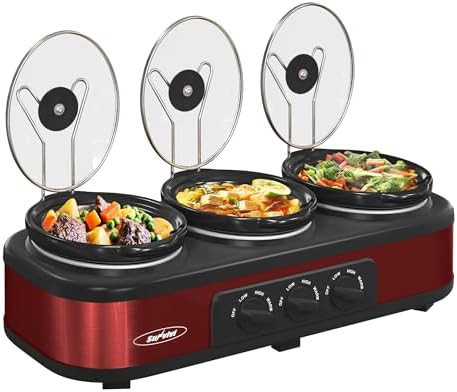 Triple mini manual cooker in red