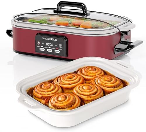 Digital 4 quart casserole slow cooker in red