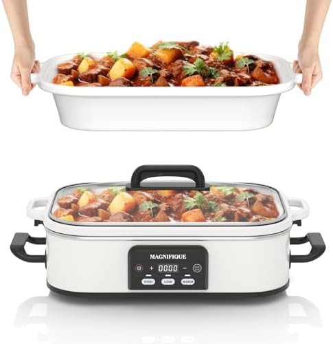Programmable 4 Quart Ceramic Casserole Cooker White
