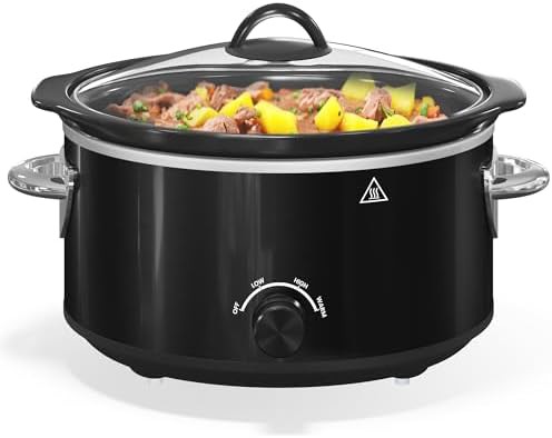 Black 4 quart ceramic manual slow cooker