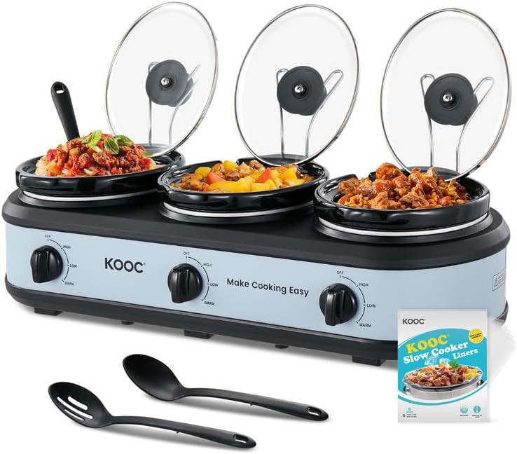 Blue grey triple buffet server 1.5 quart