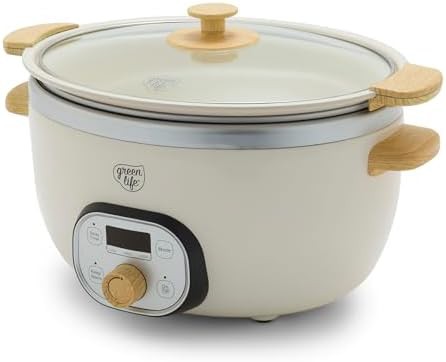 Cream ceramic six quart slow cooker