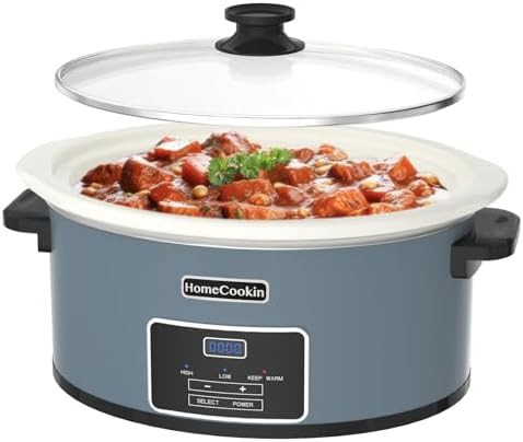 Programmable 8 quart blue oval slow cooker