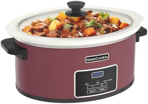 Programmable 8 quart red cooker with ceramic liner