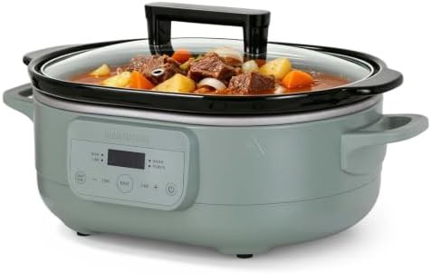 Programmable 6 quart casserole slow cooker olive