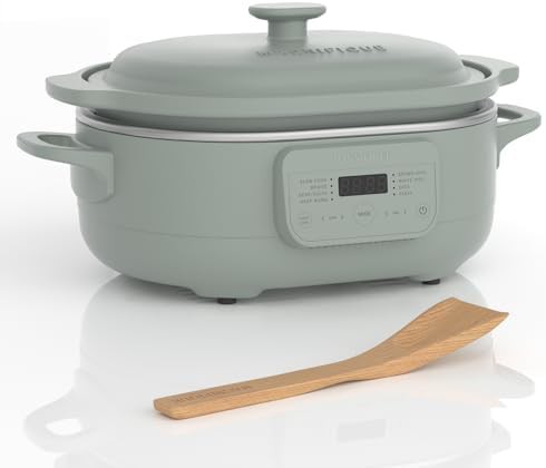 Programmable 4 quart stoneware multi cooker olive