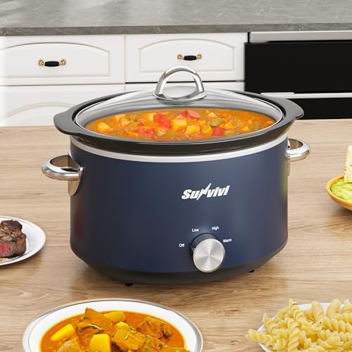 Four quart blue ceramic manual cooker