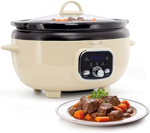 Digital Oval Slow Cooker with Black Stoneware