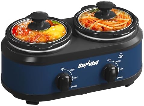 Dual mini pot blue ceramic cooker