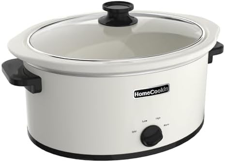 Manual 6 quart white oval slow cooker