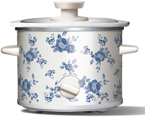 Floral blue 2 qt mini electric slow cooker