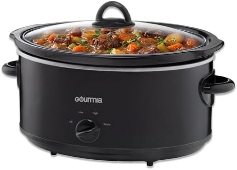Manual Black Stoneware Slow Cooker 6 Quart