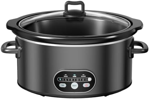 Large black ceramic 8 quart slow cooker